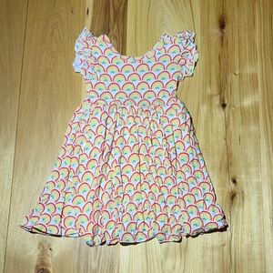 Little Sleepies Girls Rainbow Print Ruffle Sleeve Dress